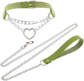 Harajuku Peach Heart Choker Punk Hauling Chain PU Leather Collar Gothic Necklace NightClub Goth Leash Belts