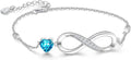 RIVIKO Infinity Love Heart Symbol Charm Bracelet for Women 925 Sterling Silver Adjustable Birthday Valentine’s Day Christmas Mothers Day Jewelry Gift for Mom Women Wife Her Friends