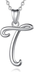 EUDORA Sterling Silver Initial Necklaces for Women, Classic 26 Letter Neckless Gifts for Girls, Sister, Mother Daughter, 18 inch Chain