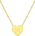 YL Initial Necklace 925 Sterling Silver Heart Letter Pendant A-Z Alphabet Cubic Zirconia Jewelry for Women