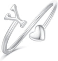 Initial Rings for Women Girls - Valentines Day Gifts for Her, Adjustable Rings for Women Non Tarnish Letter A-Z Dainty Heart Ring Teen Girls Gifts Trendy Stuff Personalized Jewelry Gift