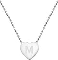 YL Initial Necklace 925 Sterling Silver Heart Letter Pendant A-Z Alphabet Cubic Zirconia Jewelry for Women