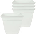 The HC Companies Eclipse Square Planter Pot, 8 Inch, Attached Saucer, Drainage by TheHCCompanies