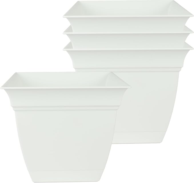 The HC Companies Eclipse Square Planter Pot, 8 Inch, Attached Saucer, Drainage by TheHCCompanies