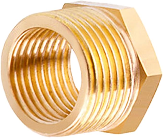 Brass Pipe Fitting Reducer Hex Bushing 1/2 NPT Male x 3/8 NPT Female Adapter - Image 2