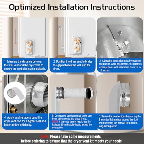 Periscope Dryer Vent Kit, 304 Stainless Steel, Adjustable 12-19" - Image 5