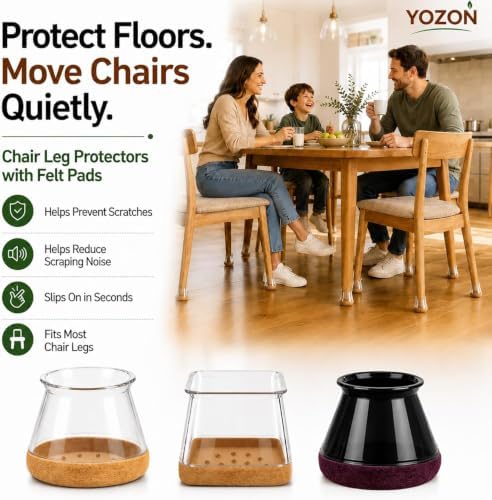 YOZON Chair Leg Floor ProtectorsSilicone Caps Felt Furniture Pads Covers - Image 6
