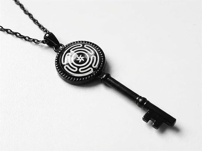 Hecate Key Necklace for Men Women, Alloy Steel Witchcraft Amulet Pendant, Goddess Protection Jewelry, Birthday Gift for Her Him