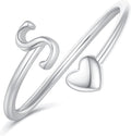 Initial Rings for Women Girls - Valentines Day Gifts for Her, Adjustable Rings for Women Non Tarnish Letter A-Z Dainty Heart Ring Teen Girls Gifts Trendy Stuff Personalized Jewelry Gift