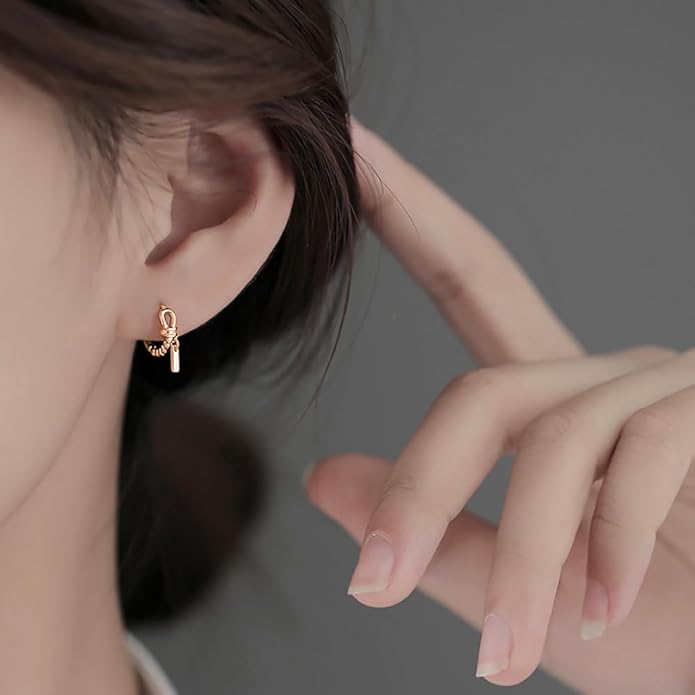 Reffeer Solid 925 Sterling Silver Minimalist Hoop Earrings for Women Teen Girls CZ Hoop Earrings Cartilage Helix Hoop Earrings Huggie