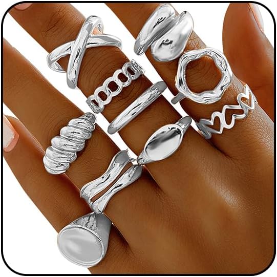 Sora Tuki Rings for Women Chunky Rings Set Adjustable Stackable Ring for Women Bold Thick Statement Ring Trendy Chunky Jewelry