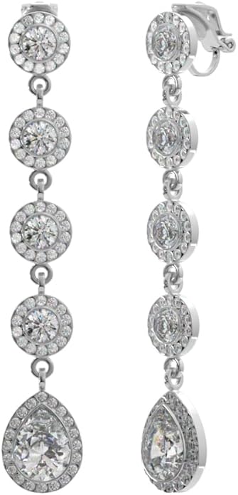 Aloha Earrings Non Pierced Silver Tone Clip On Sparkling Statement Dangling Earrings