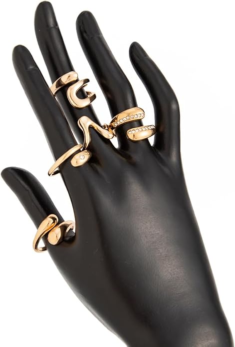 Chunky Gold Rings for Women Rhinestone Stackable Knuckle Ring Set Open Adjustable Statement Ring Set Dainty Crown Cross Midi Rings Fashion Jewelry Gift for Women