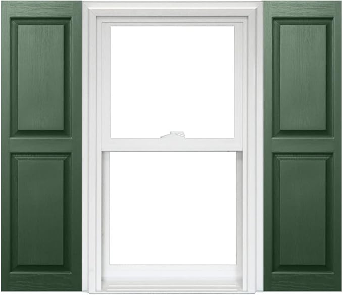 Homeside Raised Panel Vinyl Shutter 1 Pair 14-1/2in. x 55in. 490 Green by Polaris