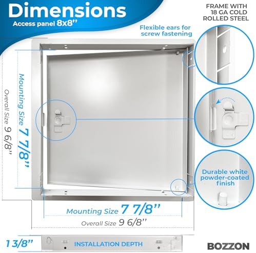 BOZZON Access Panel for Drywall 8 x 8 inch – Metal Door - Image 2
