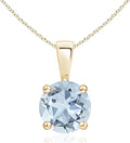 Angara Natural Aquamarine Solitaire Pendant for Women | Round Aquamarine Solitaire Pendant Necklace in 14K Solid Gold/Silver/Platinum With 18" Chain | March Birthday, Gemstone Jewelry Gift