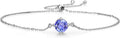 Gem Stone King Gemstone Birthstone Solitaire Bracelet For Women | 925 Sterling Silver | Round 6MM | Gift for Her Women Wife Mom Lady Daughter | Adjustable Bolo Bracelet | Easy-On Easy-Off