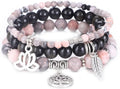 UEUC Tree of Life Yoga Healing Stone Bracelets,Multilayer Lotus Chakra Stone Reiki Bracelet Sets,Anxiety Crystal Natural Stone,for Women Stress Relief