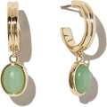 DISTANT DRUMS Simple Natural Green Aventurine Stone Jewelry Set for Women,Hoop Earrings,Bracelet,Necklace,18K Gold-plated Spiritual Gift,Fortunate Stone Jewelry,Choker