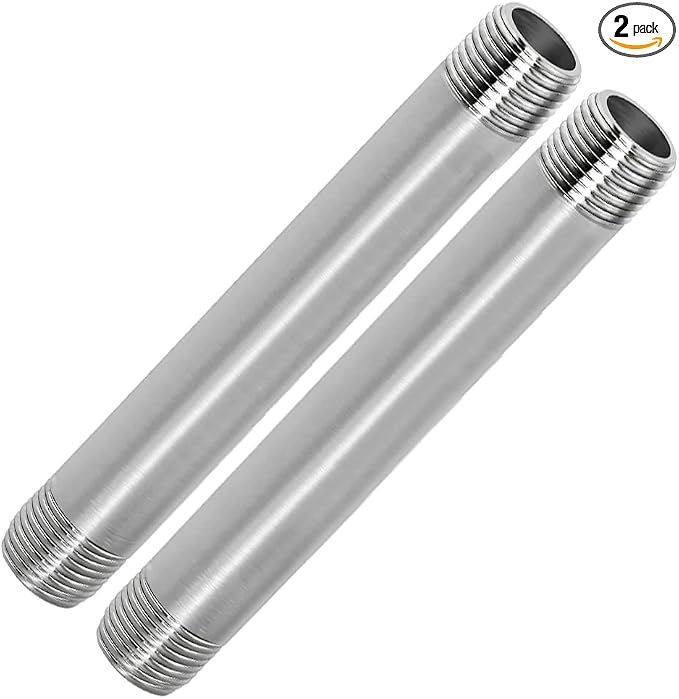 304 Stainless Steel Nipple Pipe Fitting 1/2" NPT X 1/2" NPT Male Thread Cast by Fitvell