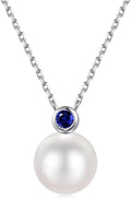 Iefil Valentines Day Gifts for Her - 9-10mm Freshwater Pearl Necklace for Women, Anniversary Birthday Gifts for Wife Mom Girlfriend, S925 Sterling Silver Pearl & Birthstone Necklace, Jewelry for Women