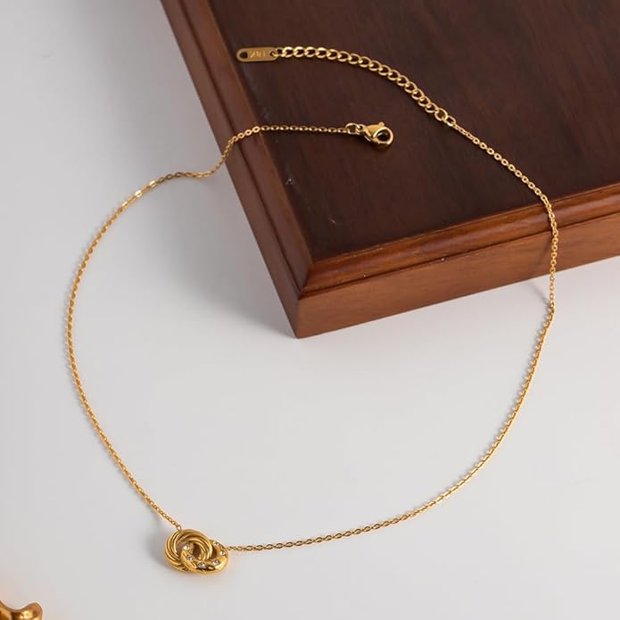 IBARA Women Gold Dianty Necklace Sun Crescent Moon Star Evil Eye Lock Lovely Heart Flower Butterfly Pearl Pendant Coin Necklaces 18K Gold CZ Diamond Filled Chain Boho Beach Simple Handmade Jewelry