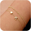 DEARMAY Dainty Initial Heart 14K Gold Plated Bracelets for Women Trendy, Letter Charm Bracelet Jewelry Cute Simple Fashion Chain Gift