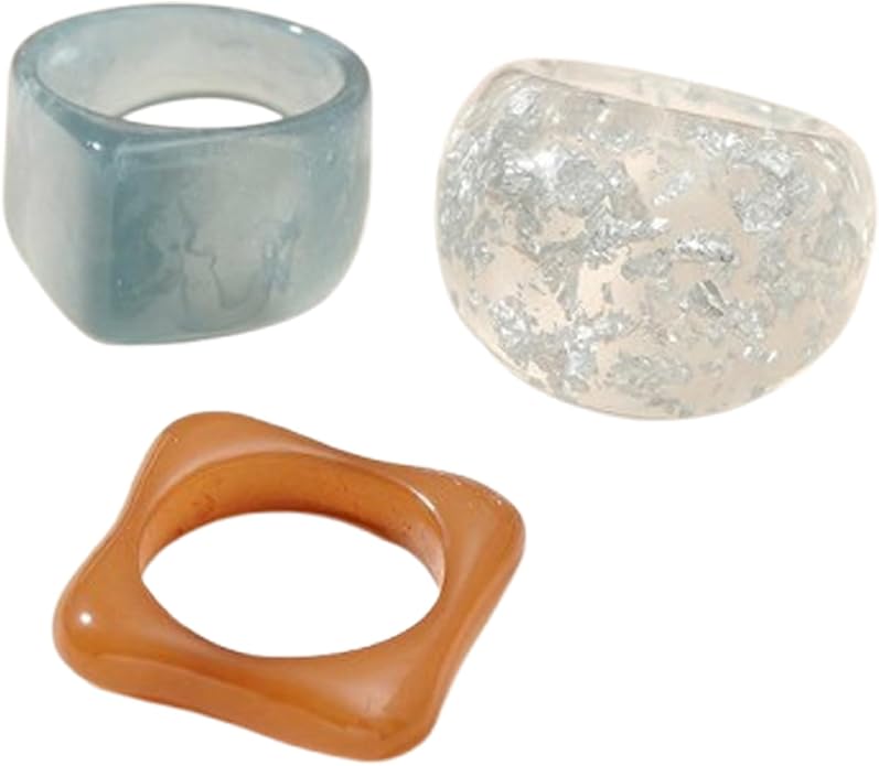 Multicolor Resin Chunky Rings for Women,Acrylic Plastic Rin Knuckle Finger Cute Trendy Aesthetic Y2k Statement Ring Vintage Simple Geometric Rings Jewelry
