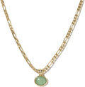 DISTANT DRUMS Simple Natural Green Aventurine Stone Jewelry Set for Women,Hoop Earrings,Bracelet,Necklace,18K Gold-plated Spiritual Gift,Fortunate Stone Jewelry,Choker
