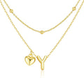 adoyi Valentines Day Gifts for Women Hers Dainty 14K Gold Plated Heart Initial Necklaces Layered Letter A-Z Pendant Necklace Stack Trendy Jewelry Birthday Valentines Day Gifts for Women Jewelry