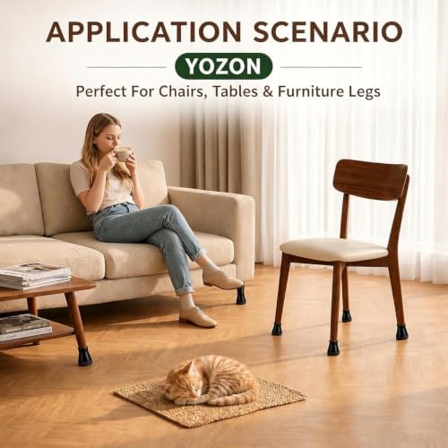 YOZON Chair Leg Floor Protectors Silicone Caps Felt Furniture Pads Covers - Image 6