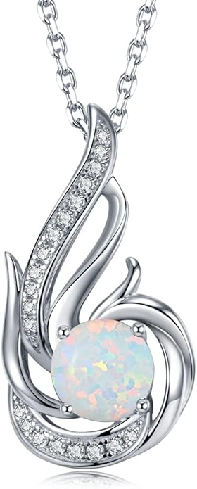 Birthstone Necklace for Women 925 Sterling Silver Phoenix Charm Necklace Birthday Anniversary Christmas Fine Jewelry Gifts for Women Mother Her, Adjustable Chain