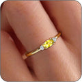 14k Gold Plated Birthstone Rings for Women Dainty Stackable Rings Non Tarnish Thumb CZ Emerald Green Gemstone Ring Cute Jewelry Birthday Valentine Gift for Mother Daughter Band Size 6-11