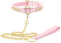 Succuba Handmade Heart Ring Rhinestone Letter Pu Leather Choker Collar Necklace for Women and Men