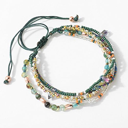 Handmade Adjustable Wrap Bracelet Bohemian String Braided Beads Anklets Gifts for Women