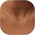 Gold Layered Necklaces for Women, 14K Gold Plated Dainty Gold Chain Choker Necklace Stack, Herringbone Gold Necklaces Set