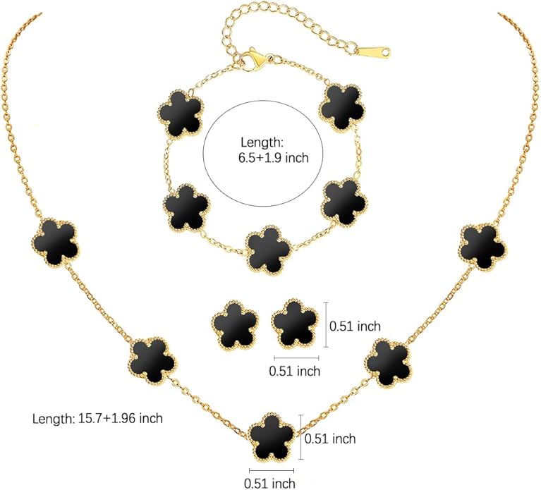 18K Gold-Plated Four Leaf Clover Bracelet for Women,Adjustable lucky Bracelet Set Jewelry Gift-Hypoallergenic Charm for Birthdays, Wellness & Daily Wear