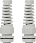2Pcs NPT 1/2" IP68 Waterproof Cable Gland Flex Spiral Strain Relief Grey Nylon by LeMotech