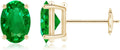 ANGARA Natural Emerald Earrings for Women | Oval Shape Emerald Classic Earrings in 14K Solid Gold/Platinum | May Birthday, Anniversary, Gemstone Jewellery Gift