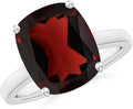 Angara Cushion Garnet Solitaire Ring in Sterling Silver/14K Solid Gold/Platinum | Natural Garnet Solitaire Ring for Women | January Birthday, Anniversary, Gemstone Jewelry Gift