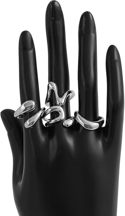 Sora Tuki Rings for Women Chunky Rings Set Adjustable Stackable Ring for Women Bold Thick Statement Ring Trendy Chunky Jewelry
