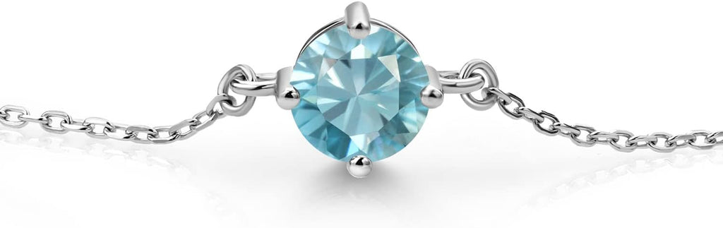 Gem Stone King Gemstone Birthstone Solitaire Bracelet For Women | 925 Sterling Silver | Round 6MM | Gift for Her Women Wife Mom Lady Daughter | Adjustable Bolo Bracelet | Easy-On Easy-Off