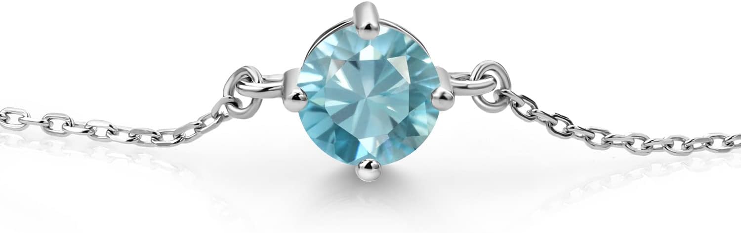 Gem Stone King Gemstone Birthstone Solitaire Bracelet For Women | 925 Sterling Silver | Round 6MM | Gift for Her Women Wife Mom Lady Daughter | Adjustable Bolo Bracelet | Easy-On Easy-Off