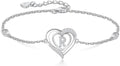 RIVIKO Heart Initial Bracelets for Women,925 Sterling Silver Letter Bracelets, Personalized Charm Alphabet Jewelry Valentines Christmas Mother’s Day Birthday Gifts for Women Friend Her Mom Wife Lady
