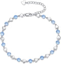 Birthstone Charm Link Bracelet 925 Sterling Silver Rose/Heart/Mom Bracelet with 12 Months Birthstone Mother's Day Gift Jewelry Gifts for Women,Chain Length 7"+2" Extend
