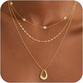 NECOCY Valentine's Day Gift 14k Gold/Silver Plated Layered Gold Necklaces for Women, 3Pcs Dainty Herringbone Choker Set, Trendy Stack Simple Chain Layering Pendant Jewelry