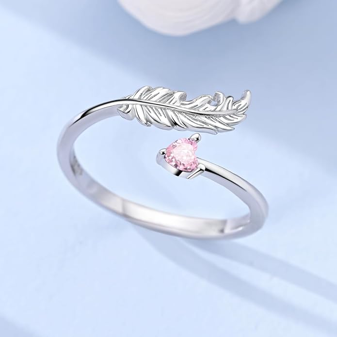 Parmuz 925 Sterling Silver Adjustable Ring for Woman Stackable Open Lucky Ring Eternity Bands Dainty CZ Statement Engagement