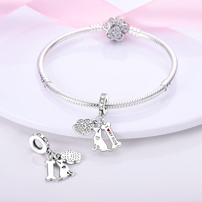Parmuz 925 Sterling Silver Charm for Bracelet Necklace Dangle Love Mom Ocean travel Butterfly Party Charm Beads Pendants DIY Jewelry for Women