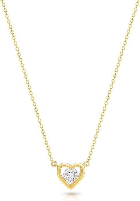 Zeffy Dainty Gold Heart Necklace for Women Trendy 14K Gold/Silver Plate Cute Heart Pendant Choker Necklaces Gold Love Heart Chain Necklace for Women Dainty Gold Jewelry Gifts for Women