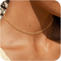 CHESKY 14k Gold Plated/Silver Plated Dainty Necklace for Women, Trendy Satellite Choker Necklace Thin Beaded Layered Choker Necklaces Discs Paperclip Chain Necklaces Womens Simple Jewelry